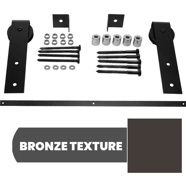 Ekena Millwork Exterior Dummy Roller Series Single-Panel Hardware Set w/ 2 Fixed J-Strap Hangers and 4' Track GB6004ES4BZ - main